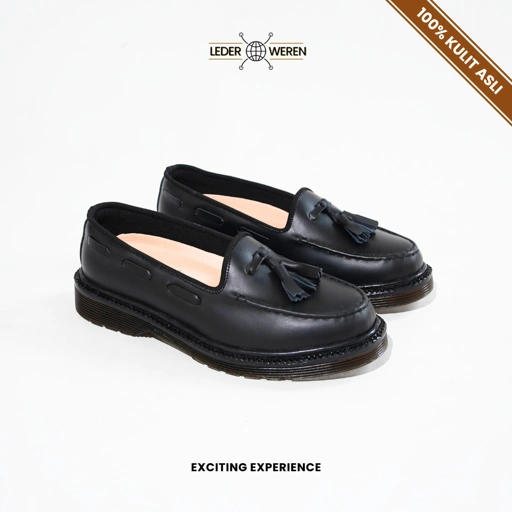 Image of Lederweren Leder Loafer 1 Black Sepatu Formal Pria Kulit Premium Sepatu Loafer Pria