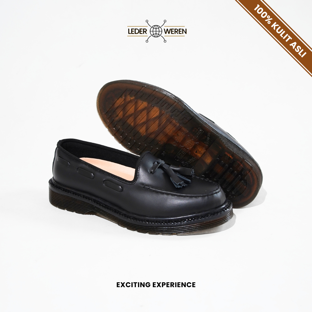 Lederweren Leder Loafer 1 Black Sepatu Formal Pria Kulit Premium Sepatu Loafer Pria
