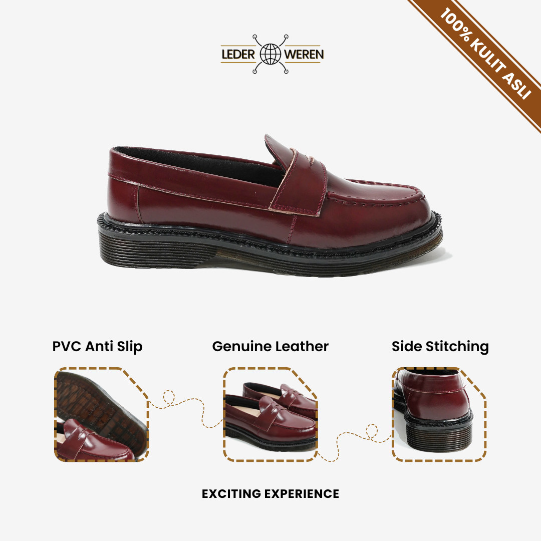 Lederweren Leder Loafer 3 - Sepatu Pantofel Loafers Pria Hitam – Slip-On Formal Nyaman Kerja Kuliah