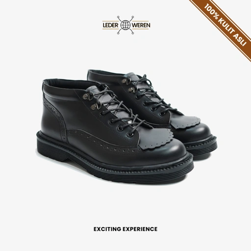 Image of Lederweren Leder Oxwing - Sepatu Formal Pria Round Toe Sepatu Kulit Shoes Pantofel Hitam Kerja