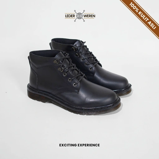 Image of Lederweren Sepatu Pria Leder Boots 1 - Sepatu Kasual Outdoor Hiking Anti Air - Pull Up Leather & PVC - Size 39-45 - Garansi Sol 1 Tahun