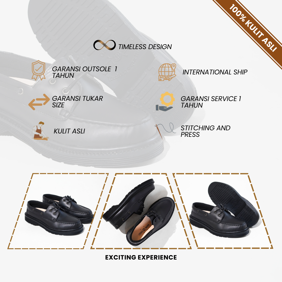 Lederweren - Leder Loafer 5 Hitam - Sepatu Slip On Pria Hitam Bahan Kulit Sapi Asli Tinggi 2.5cm - Sepatu Pria Dewasa Flat Shoes tahan air sepatu formal