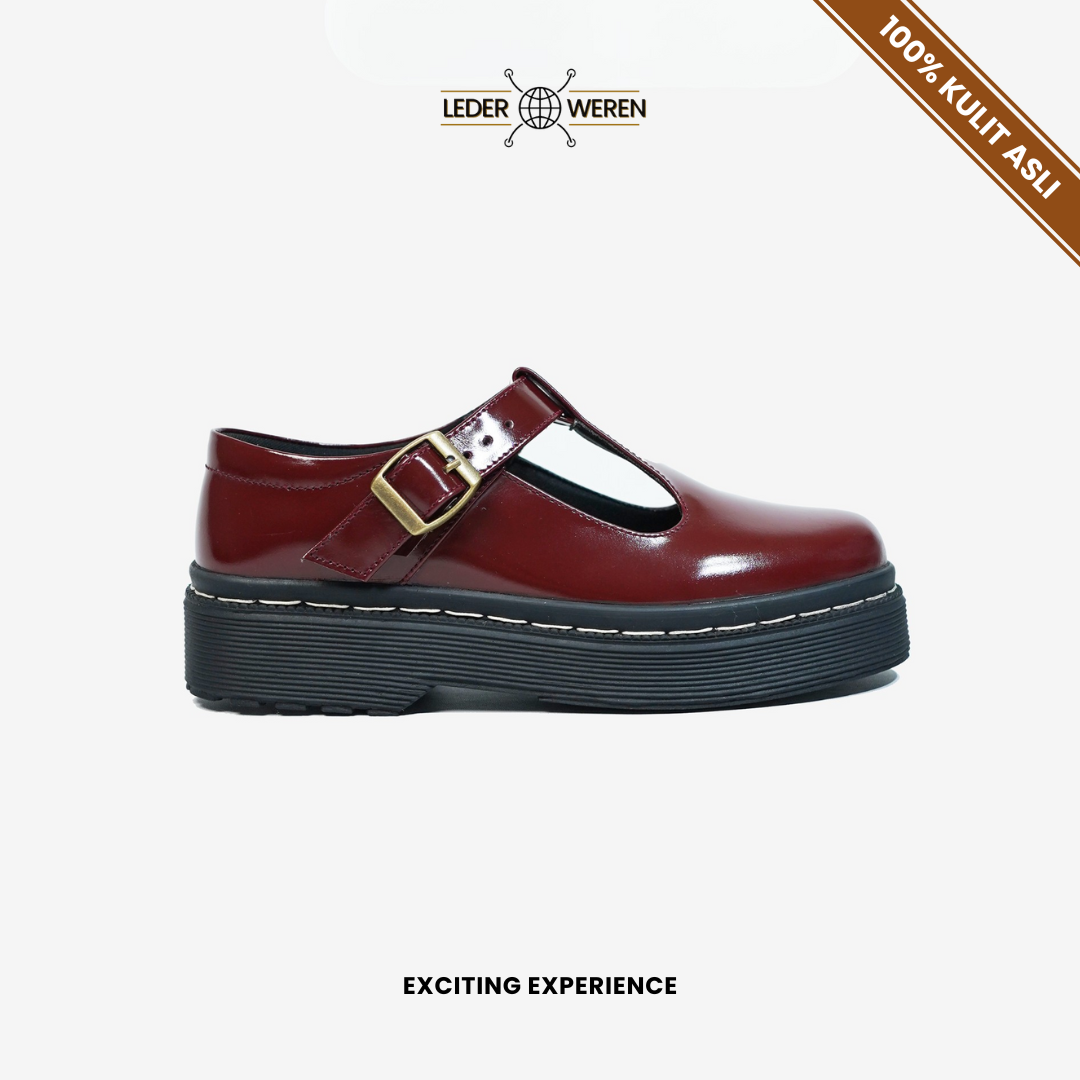 Lederweren - Leder Loafer Woman G Maroon - Sepatu Wanita Sepatu Formal Wanita Bahan Kulit Shoes Kerja slop
