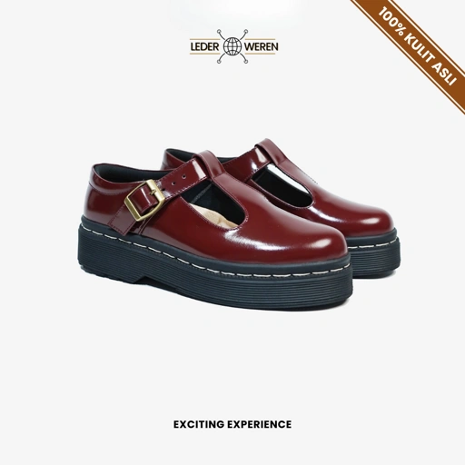 Image of Lederweren - Leder Loafer Woman G Maroon - Sepatu Wanita Sepatu Formal Wanita Bahan Kulit Shoes Kerja slop