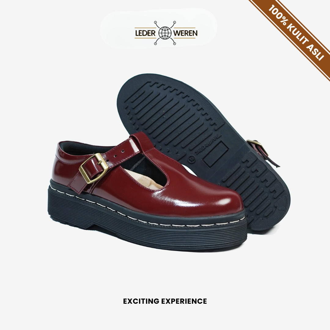 Lederweren - Leder Loafer Woman G Maroon - Sepatu Wanita Sepatu Formal Wanita Bahan Kulit Shoes Kerja slop