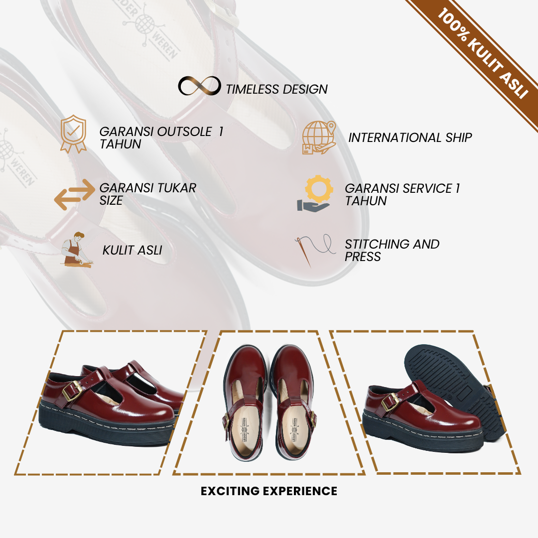 Lederweren - Leder Loafer Woman G Maroon - Sepatu Wanita Sepatu Formal Wanita Bahan Kulit Shoes Kerja slop