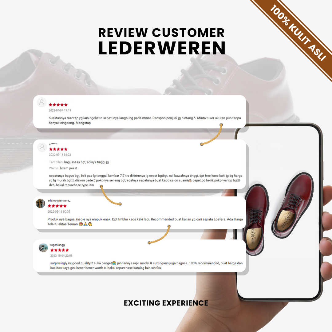 Lederweren - Leder Derby 2 Burgundy - Sepatu Formal Pria Burgundy Oxford Bahan Kulit Sapi Asli - Sepatu Pria Dewasa Shoes Pantofel Kerja