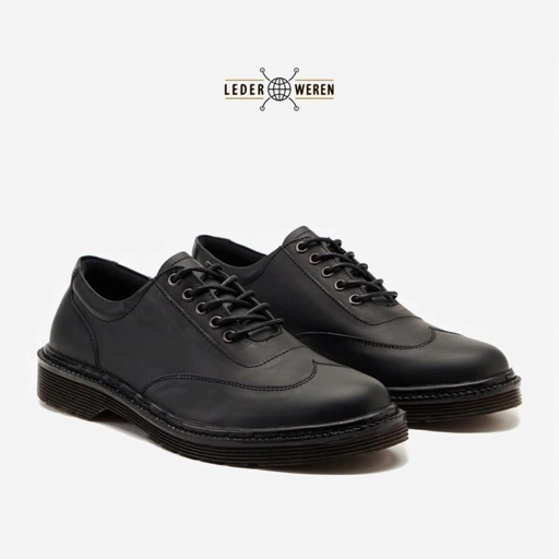 Image of Lederweren Leder Oxford 2 Black Sepatu Pria Formal Kulit