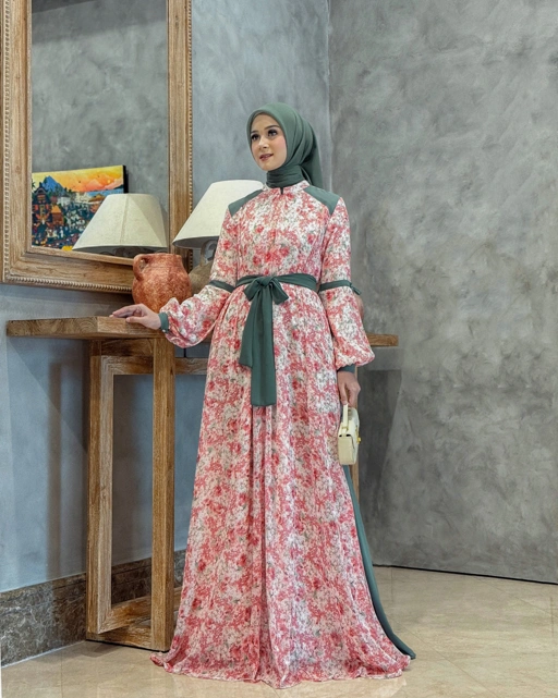 Image of Yoryuw Dress  (Sage Coral)