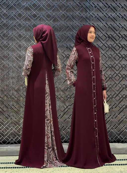 Image of Aina Dress (Maroon Series) Full kancing 