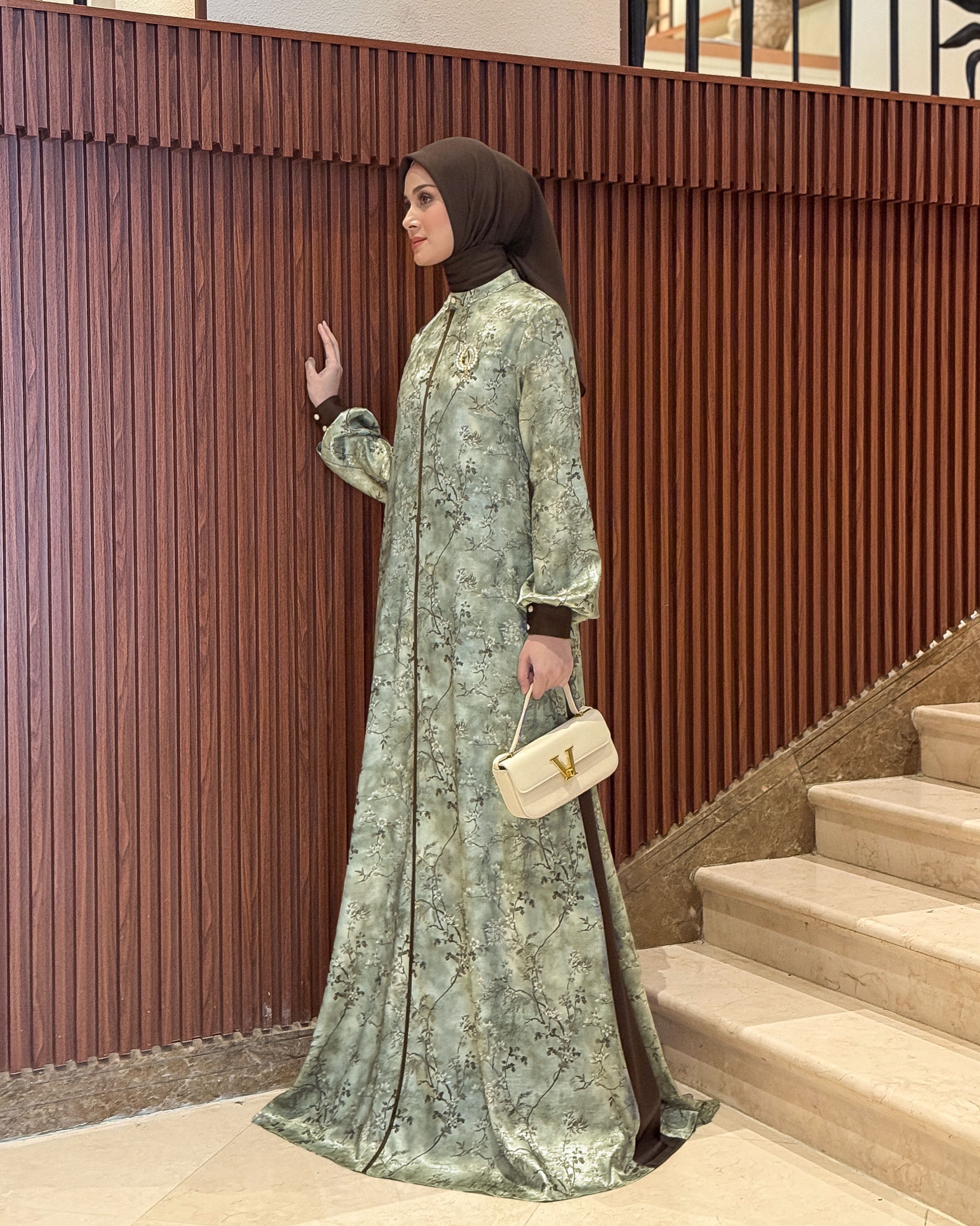Lamia Dress (Sage Espresso)