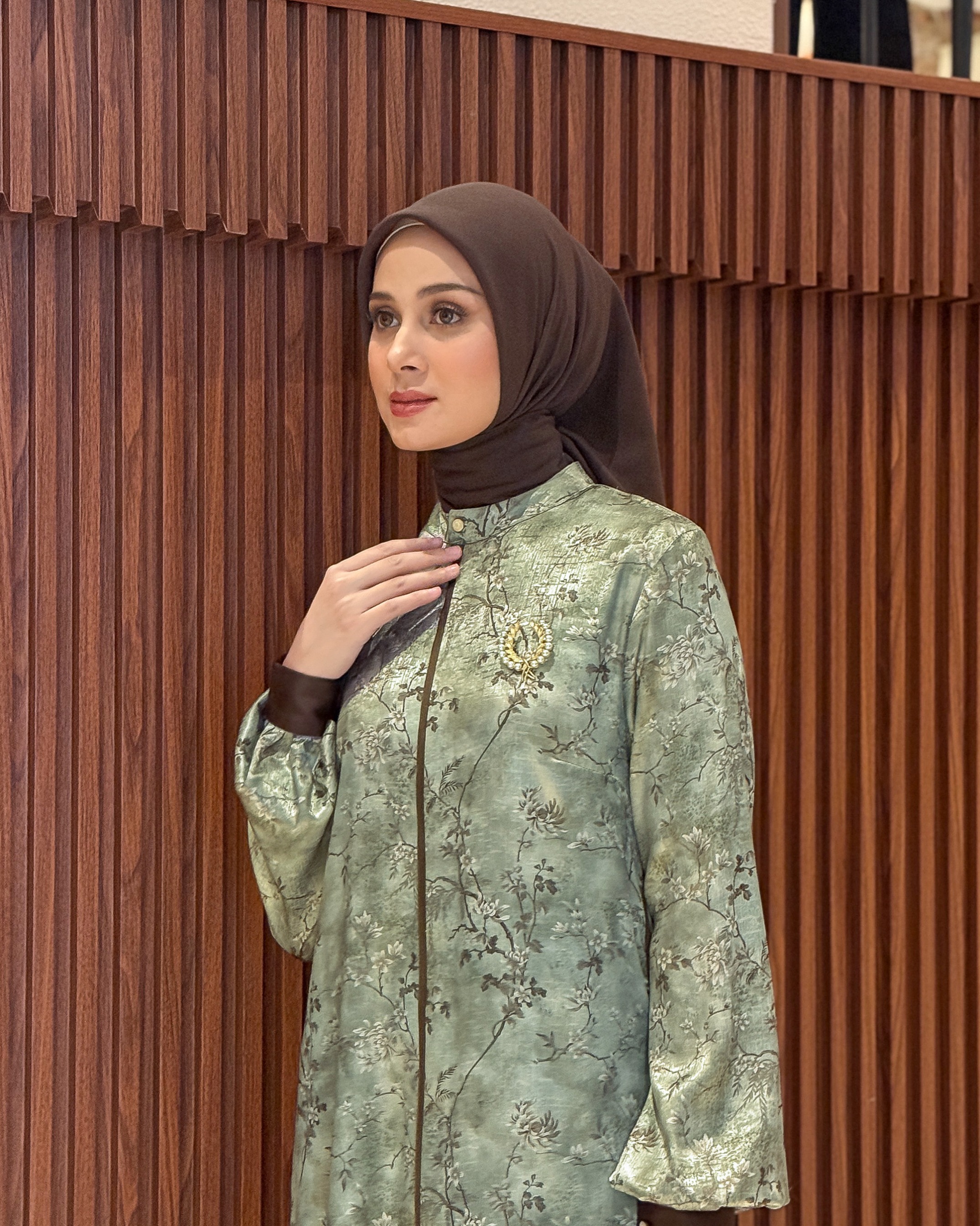 Lamia Dress (Sage Espresso)