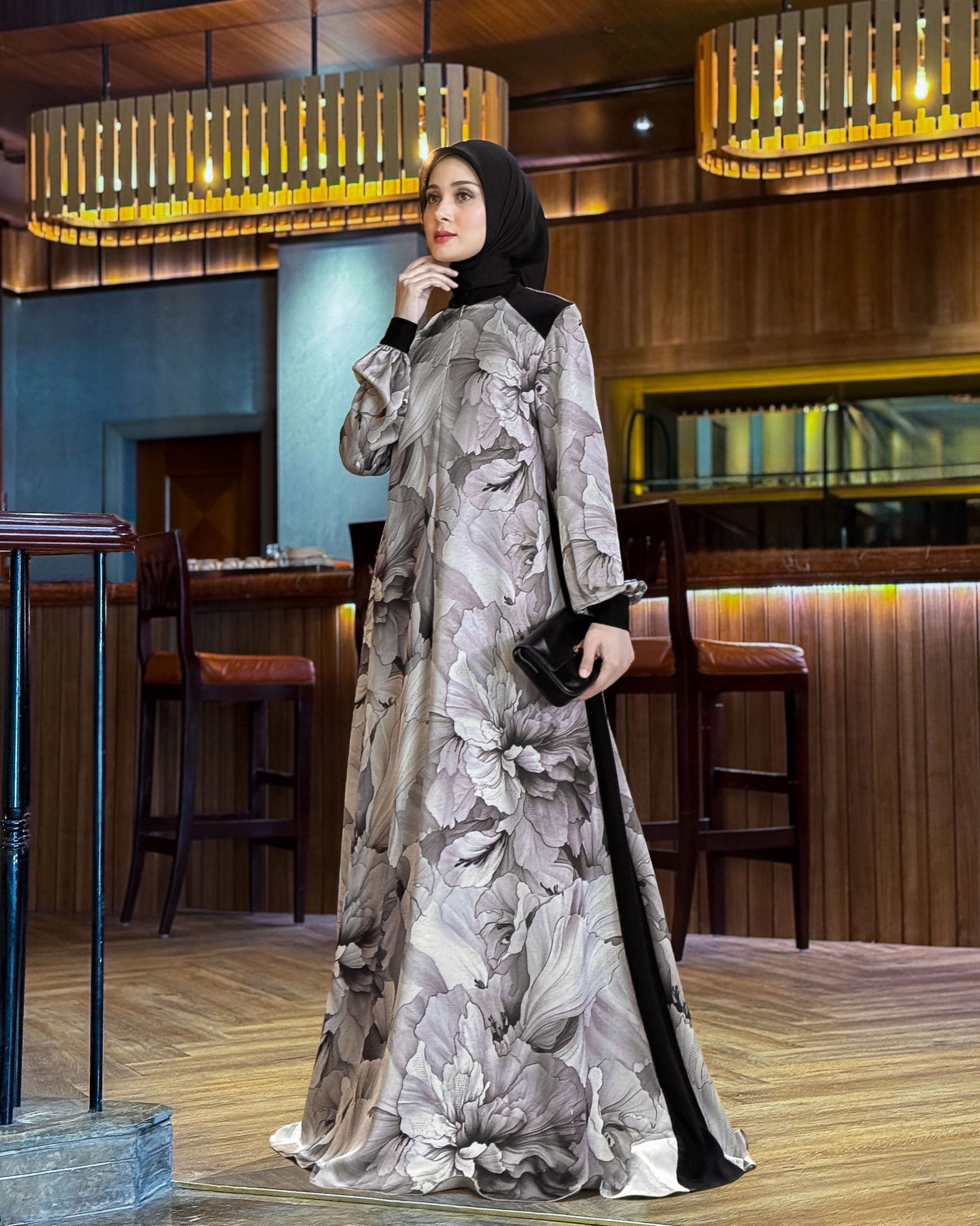 Black Royale Dress (Silver Taupe)