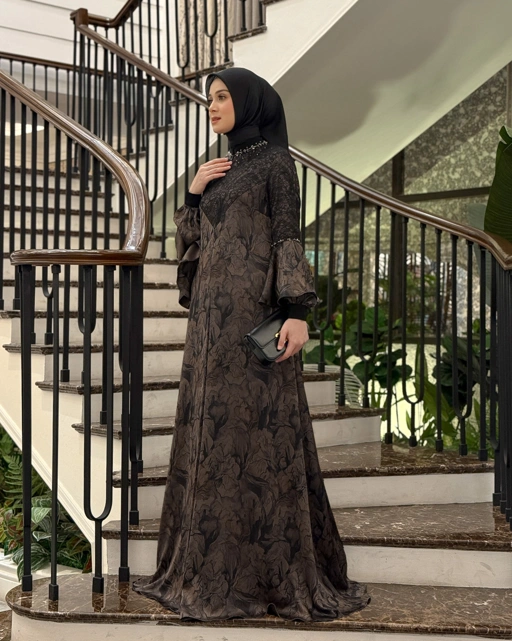 Image of  Allisa Dress (Dark Brown Flower)