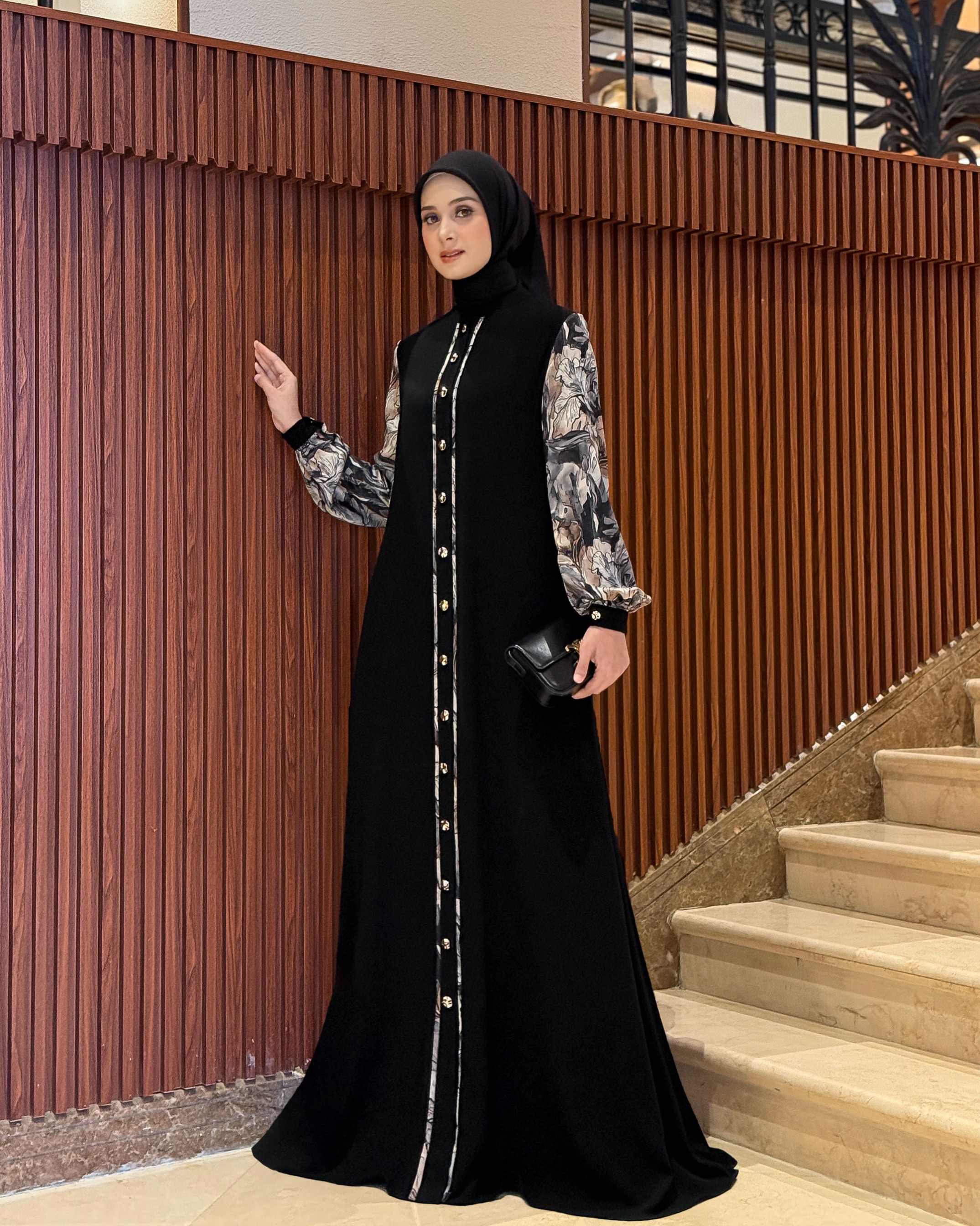 Aina Dress Black Velvet Series (Creamy Oat)
