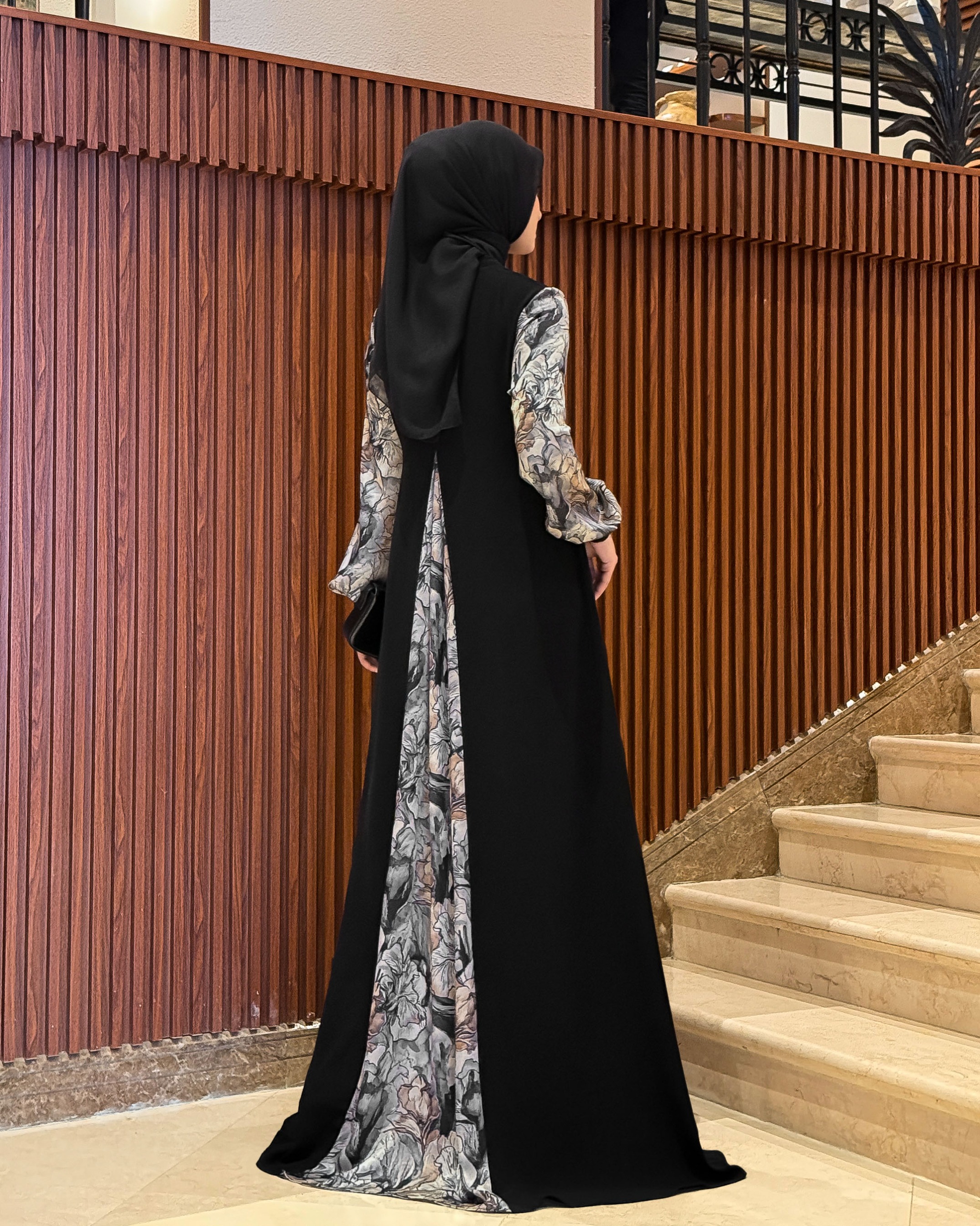 Aina Dress Black Velvet Series (Creamy Oat)