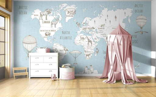 Image of Ocean Pastel Map Wallpaper