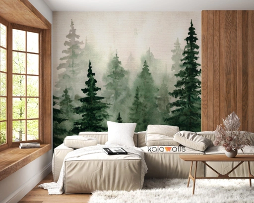 Image of Glistening Evergreens Wallpaper