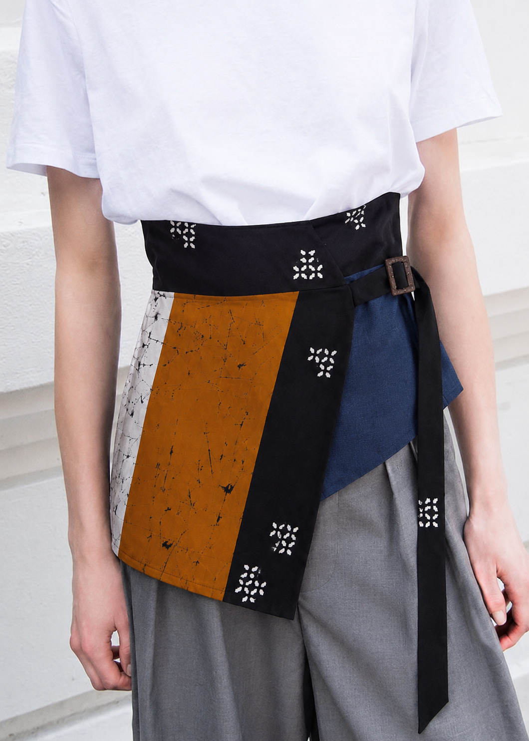 Obi Yeri Batik Mix Jeans Waist Wrap Wanita by Riskavebrie