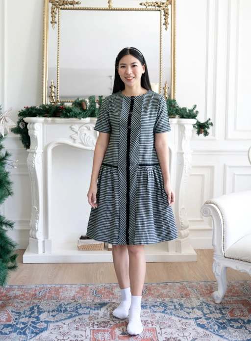 Image of Marrie Velvet Button Dress