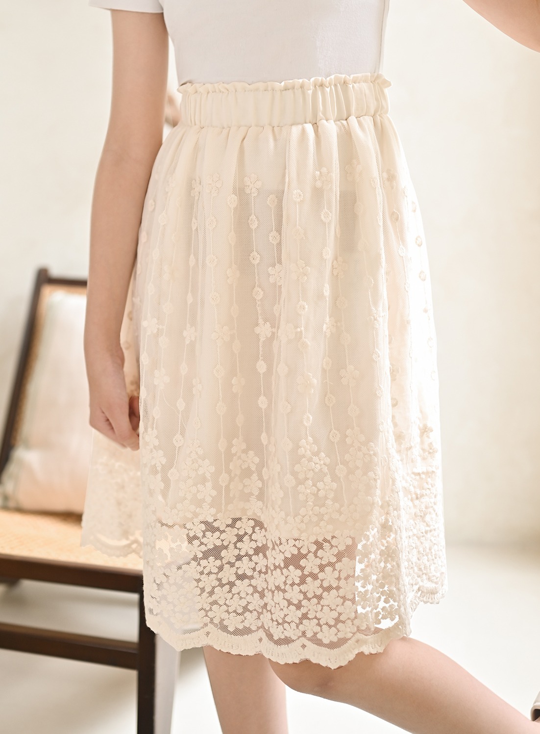 Classia Embroidery Tulle Skirt 