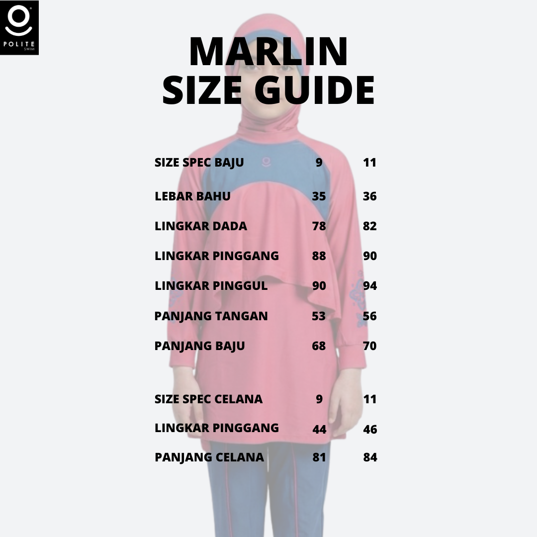 Baju Renang Anak Muslimah - MARLIN RSF-DB (RED SAFFRON - DEEP BLUE)