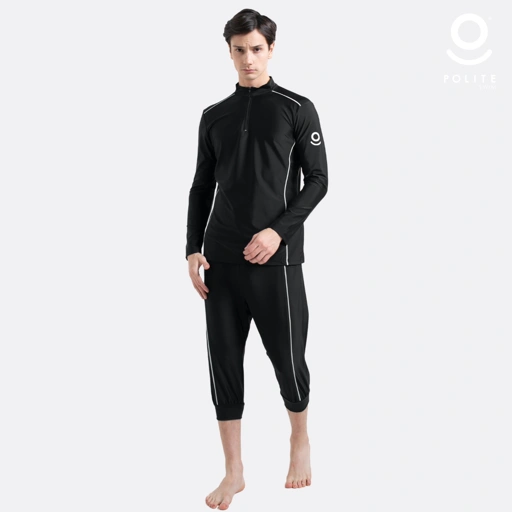 DEFECT Baju Renang Muslim Pria Lengan Panjang - FOR MEN LONG BL-SB (BLACK - SILVER BRIGHT)