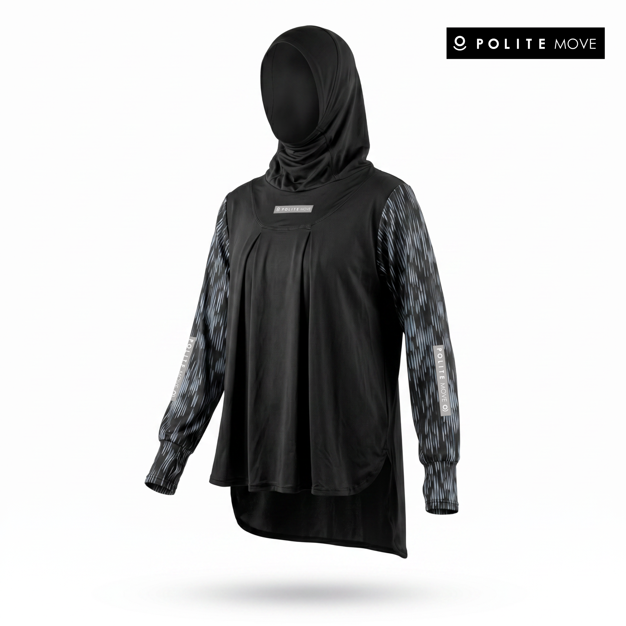 Baju Olahraga Muslimah - HITBLOUSE BLACK PRINTING