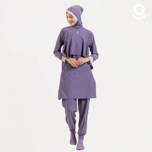DEFECT Baju Renang Muslimah Premium Syar'i - 1WHALE FIN DV-NU (DARK VIOLET - NUDE)