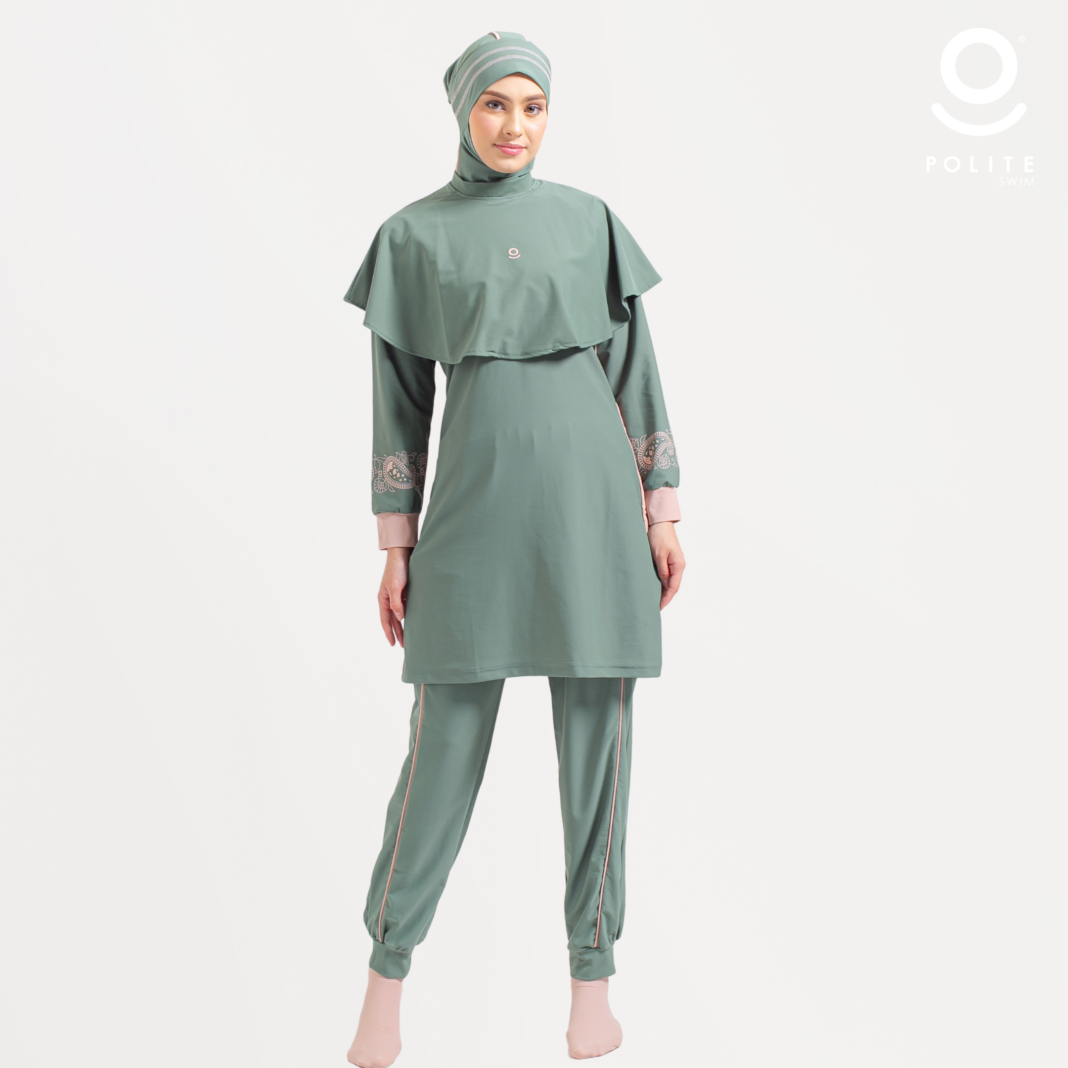 DEFECT Baju Renang Muslimah Premium Syar'i - 2SHARK AR-CL (ARMY - COCKTAIL)