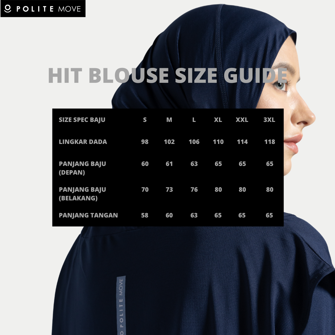 Baju Olahraga Muslimah - HITBLOUSE CHEETAH NAVY