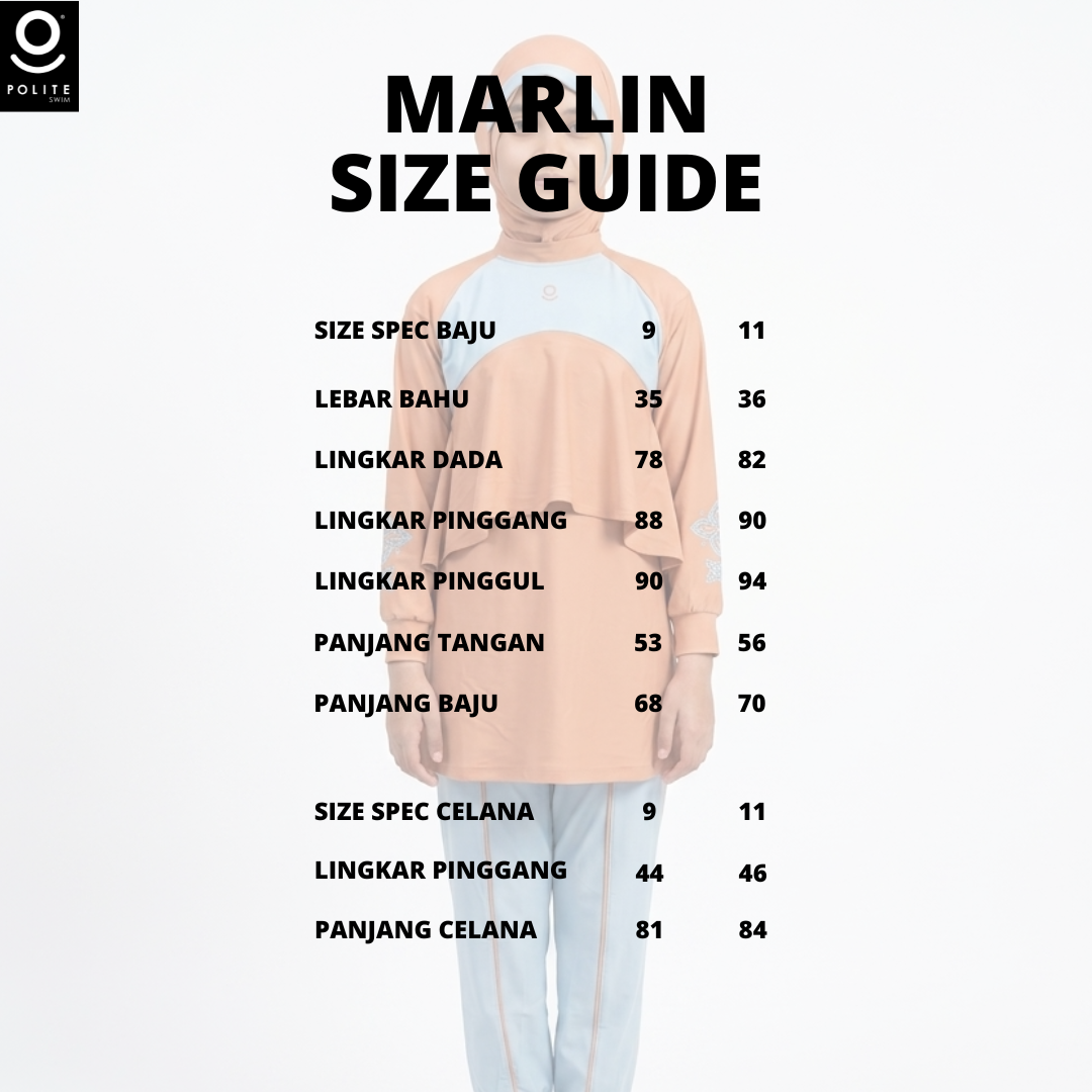 Baju Renang Anak Muslimah - MARLIN DS-LB (DARK SALMON - LIGHT BLUE)