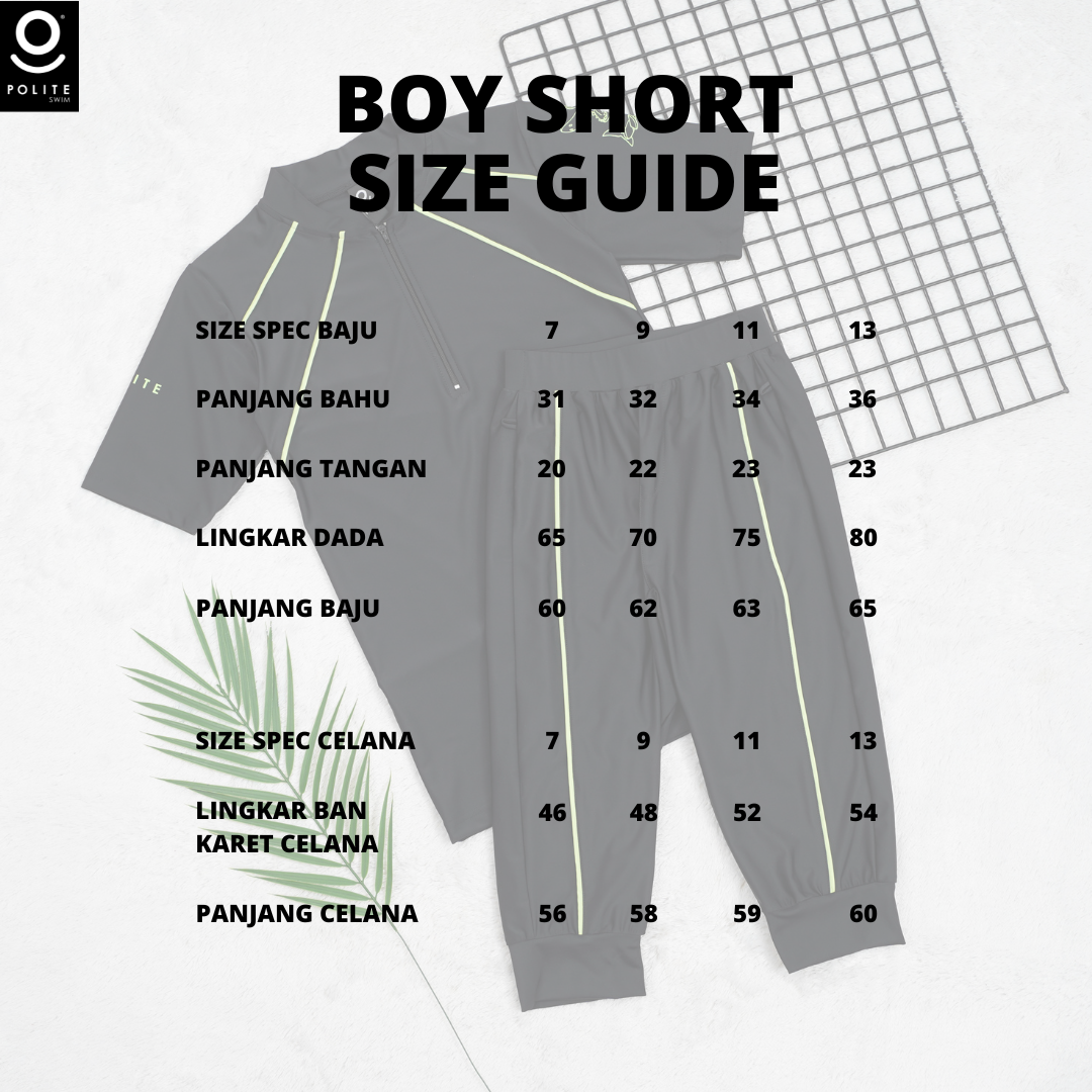 Baju Renang Anak Muslim - BOY SHORT BK-BG (BLACK - BABY GREEN)