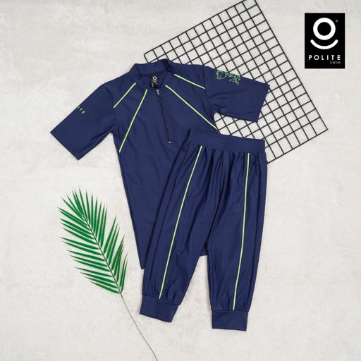 Baju Renang Anak Muslim - BOY SHORT NV-BG (NAVY - BABY GREEN)