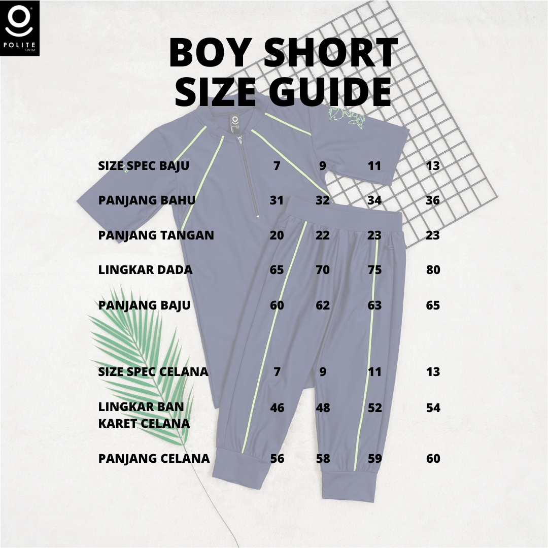 Baju Renang Anak Muslim - BOY SHORT NV-BG (NAVY - BABY GREEN)