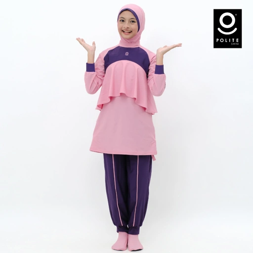 Image of Baju Renang Anak Muslimah - MARLIN PI-DP (PINK - DEEP PURPLE)