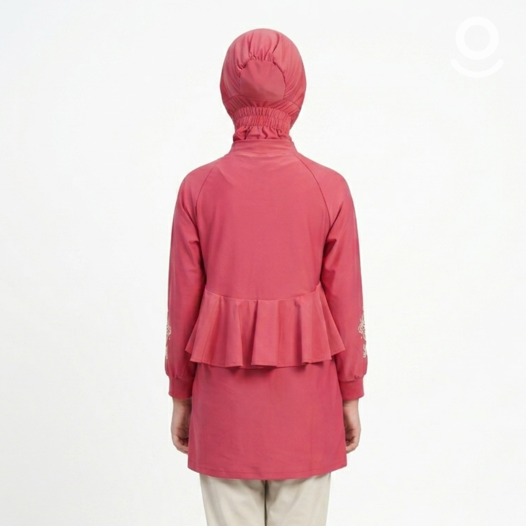Baju Renang Anak Muslimah - MARLIN RSF-NU (RED SAFFRON - NUDE)