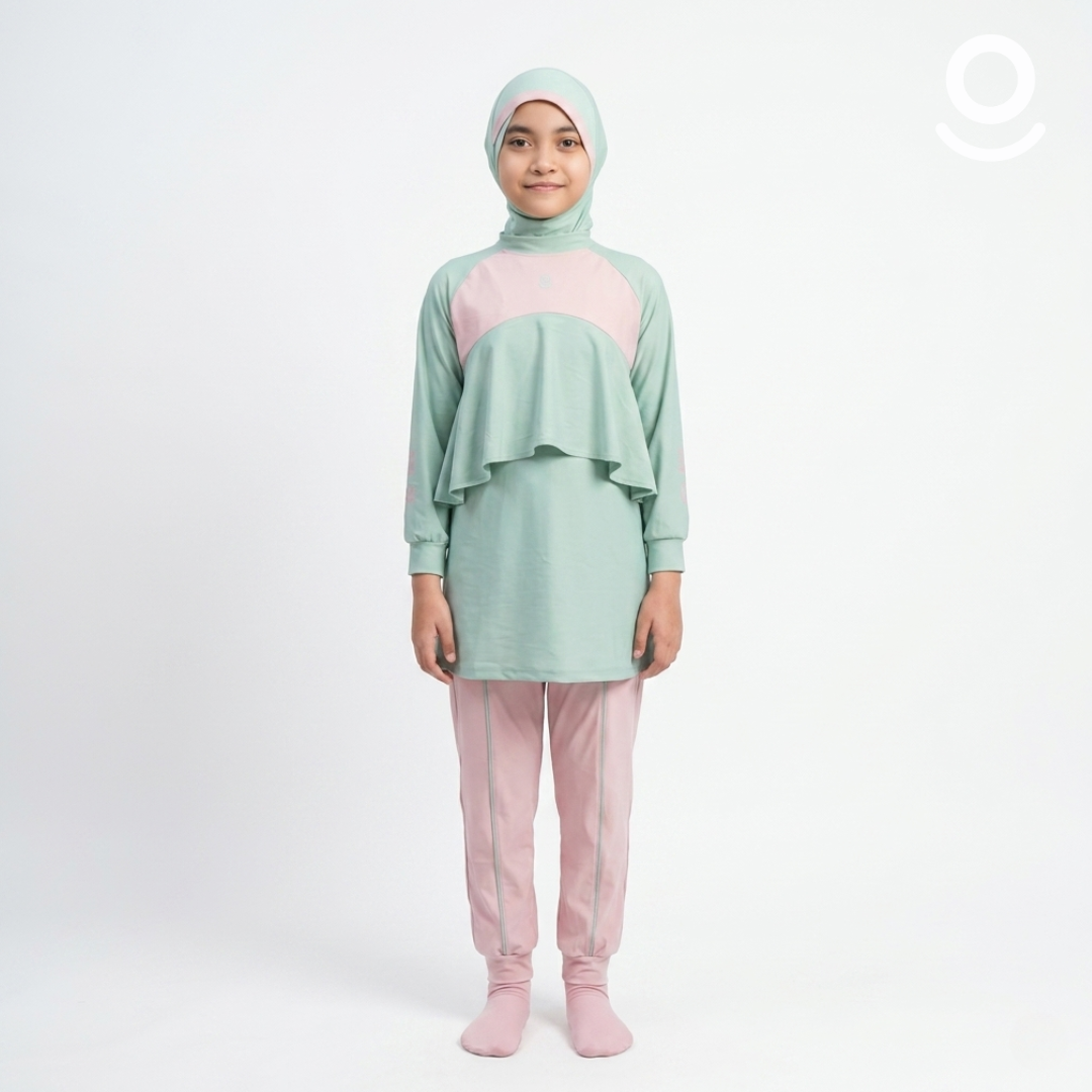 Baju Renang Anak Muslimah - MARLIN SG-WR (SAGE - WOODROSE)