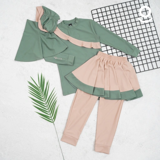 Image of Baju Renang Anak Muslimah - NEMO AR-CL (ARMY - COCKTAIL