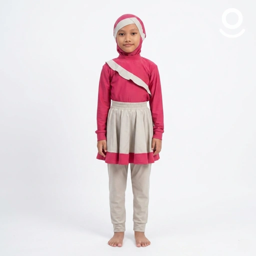 Image of Baju Renang Anak Muslimah - NEMO RSF-NU (RED SAFFRON - NUDE)