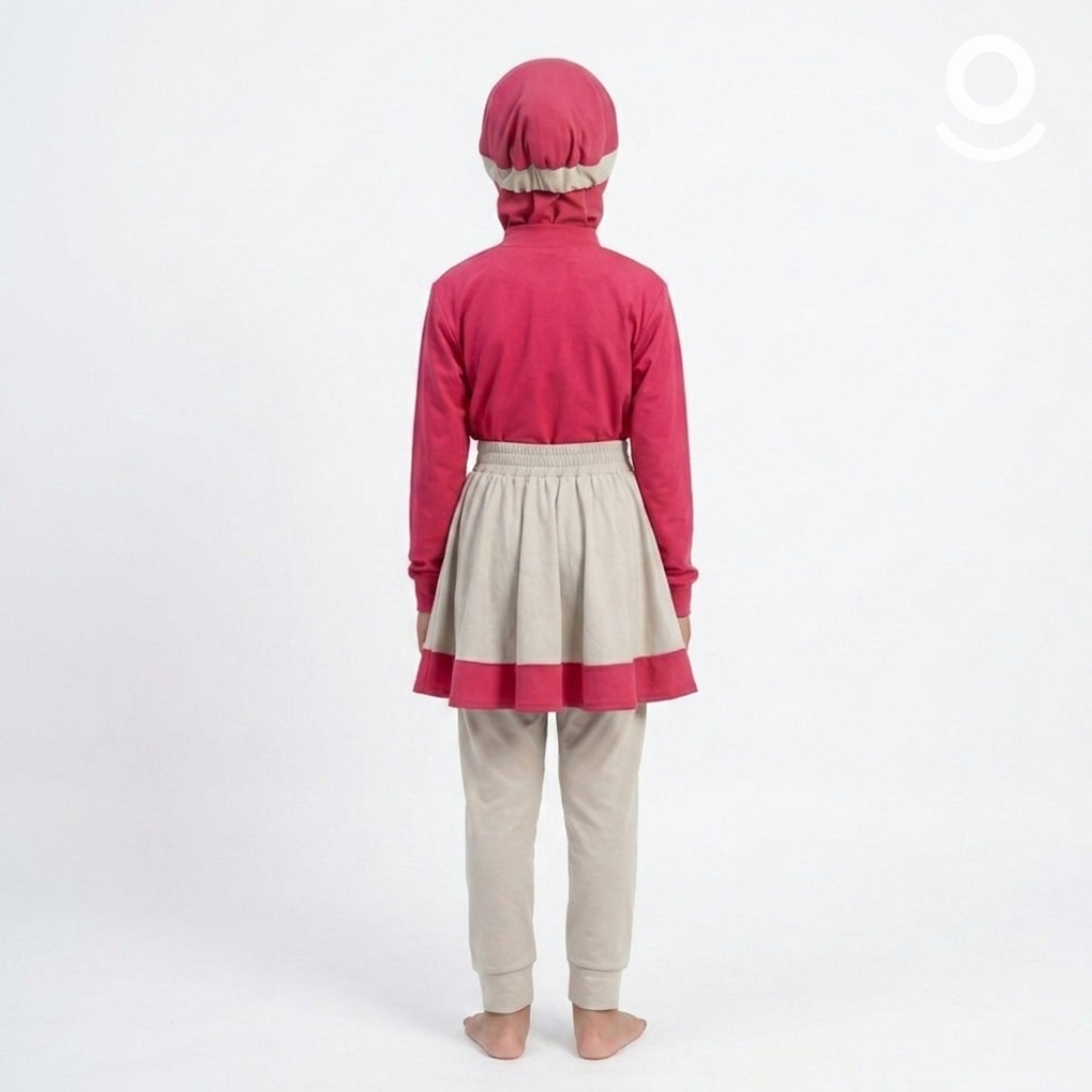 Baju Renang Anak Muslimah - NEMO RSF-NU (RED SAFFRON - NUDE)