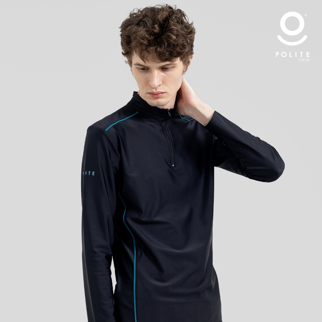 Baju Renang Muslim Pria Lengan Panjang - FOR MEN LONG BK-DT (BLACK - DARK TEAL)