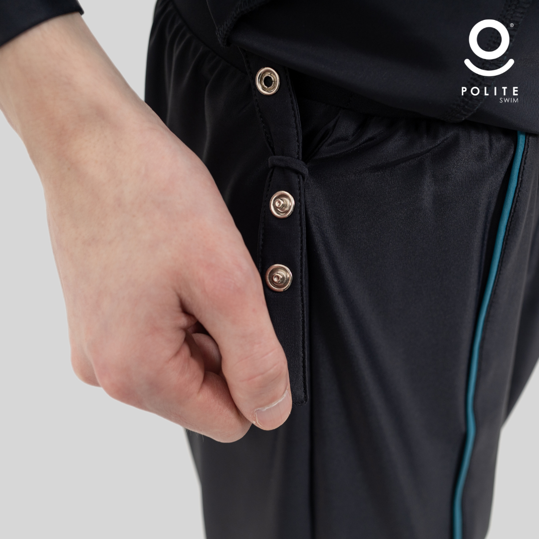 Baju Renang Muslim Pria Lengan Panjang - FOR MEN LONG BK-DT (BLACK - DARK TEAL)