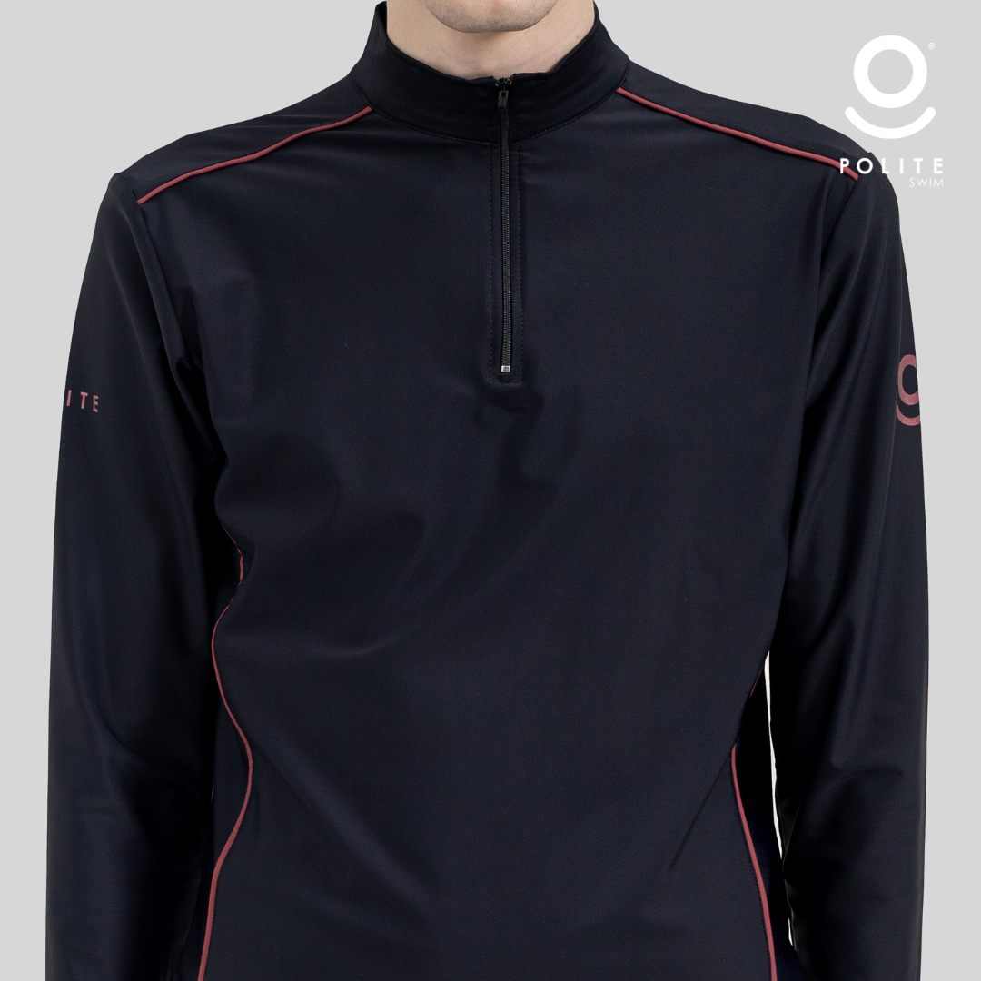 Baju Renang Muslim Pria Lengan Panjang - FOR MEN LONG BK-RP (BLACK - RED PLUM)