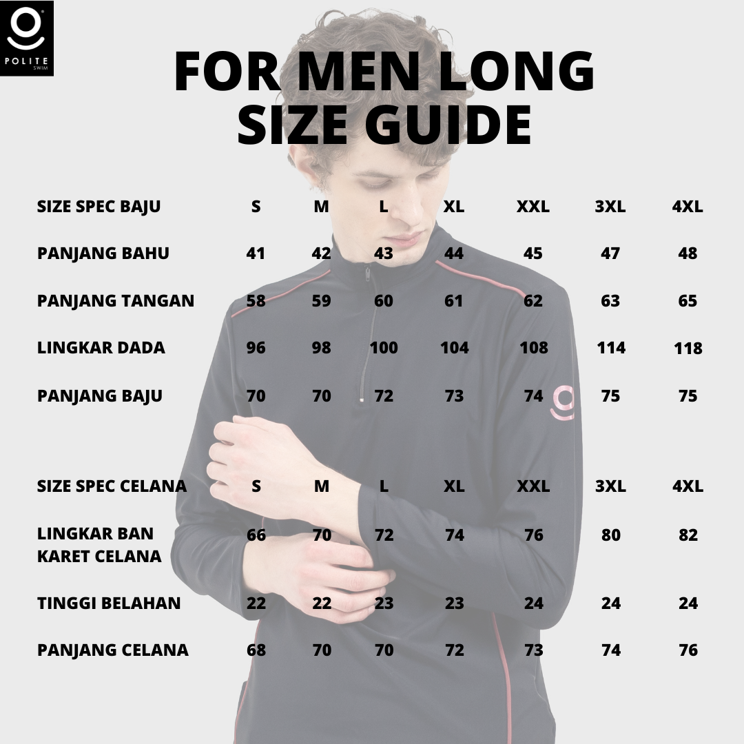 Baju Renang Muslim Pria Lengan Panjang - FOR MEN LONG BK-RP (BLACK - RED PLUM)