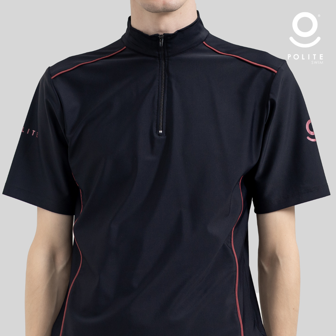 Baju Renang Muslim Pria Lengan Pendek - FOR MEN SHORT BK-RP (BLACK - RED PLUM)