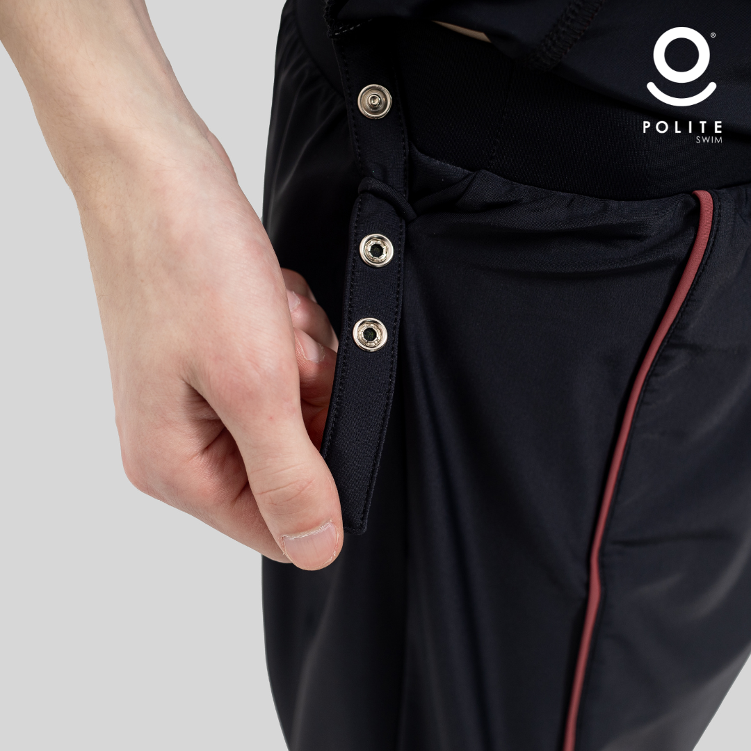 Baju Renang Muslim Pria Lengan Pendek - FOR MEN SHORT BK-RP (BLACK - RED PLUM)
