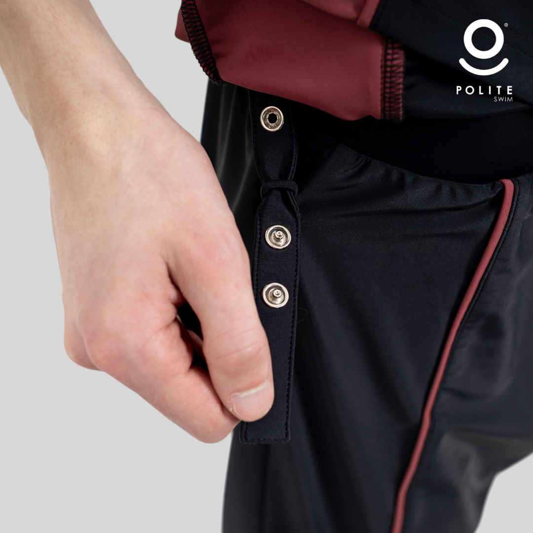Baju Renang Muslim Pria Lengan Pendek - FOR MEN SHORT RP-BL (RED PLUM - BLACK)