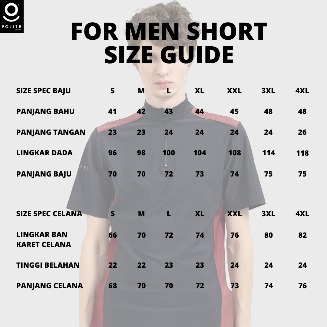 Baju Renang Muslim Pria Lengan Pendek - FOR MEN SHORT RP-BL (RED PLUM - BLACK)