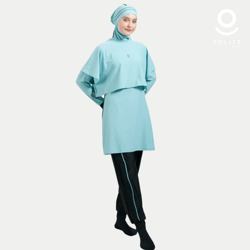 Image of Baju Renang Muslimah Premium Syar'i - 1SHARK CB-BL (CADED BLUE - BLACK)